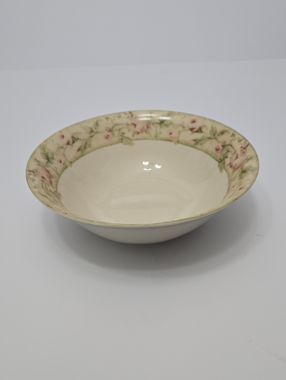 222 Fifth PTS Cheri Blum Savannah Genuine Stoneware Serving Bowl Floral Pink Tan